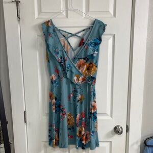 Hot Kiss Teal Floral Mini Dress